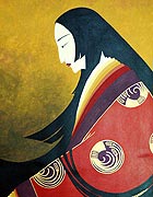 Retrato de la escritora japonesa Murasaki Shikibu. Técnica mixta sobre lienzo (2008)