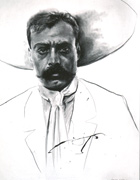 «Emiliano Zapata», (2008). Carboncillo sobre tela, (100 x 140 cm)
